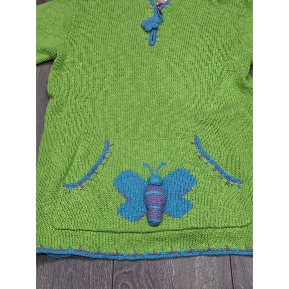 NWT Quacker Factory Embroidered butterfly knit top w/ hood Green Small A004004 - Picture 3 of 10